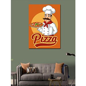 Kanvas Tablo Şef Ve Pizza Posteri 50x70 cm