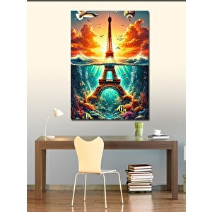 Kanvas Tablo Renkli Eyfel Kulesi Çizimi 70x100 cm