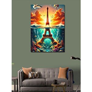 Kanvas Tablo Renkli Eyfel Kulesi Çizimi 70x100 cm