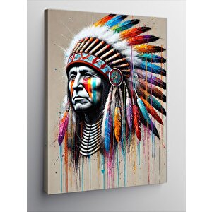 Kanvas Tablo Kızılderili Şef Portresi 100x140 cm