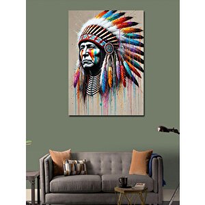 Kanvas Tablo Kızılderili Şef Portresi 100x140 cm