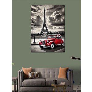 Kanvas Tablo Eyfel Kulesi Ve Klasik Araba 50x70 cm