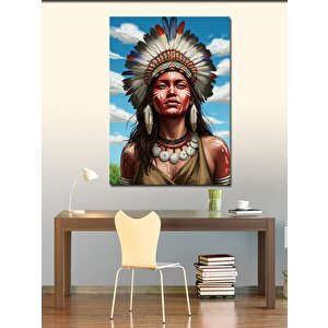 Kanvas Tablo Kızılderili Şef Ve Geleneksel Güzellik 50x70 cm