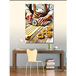 Kanvas Tablo Makarnacı Şef Ve Geleneksel El Sanatı 70x100 cm