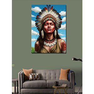 Kanvas Tablo Kızılderili Şef Ve Geleneksel Güzellik 100x140 cm