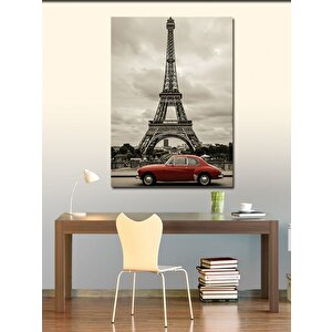 Kanvas Tablo Eyfel Kulesi Ve Kırmızı Araba 50x70 cm