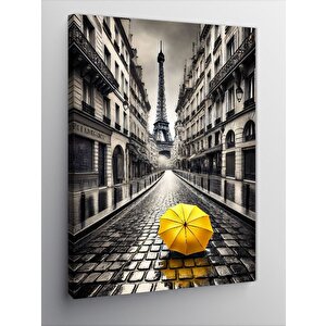 Kanvas Tablo Eyfel Kulesine Uzanan Yağmur Sokağı 70x100 cm