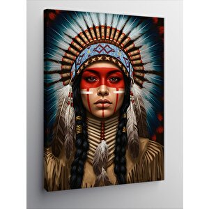 Kanvas Tablo Kızılderili Şefi Kadın 100x140 cm