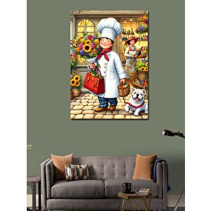 Kanvas Tablo Şef Ve Renkli Pazar Yeri 50x70 cm