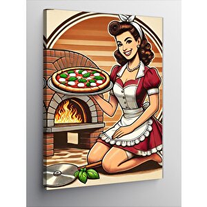 Kanvas Tablo Pizza Yapan Retro Şef 70x100 cm