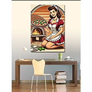 Kanvas Tablo Pizza Yapan Retro Şef 70x100 cm