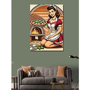 Kanvas Tablo Pizza Yapan Retro Şef 70x100 cm
