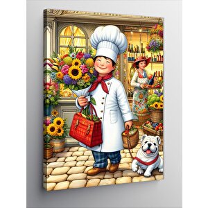 Kanvas Tablo Şef Ve Renkli Pazar Yeri 70x100 cm