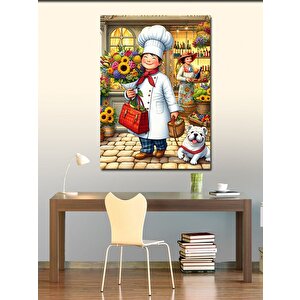 Kanvas Tablo Şef Ve Renkli Pazar Yeri 70x100 cm
