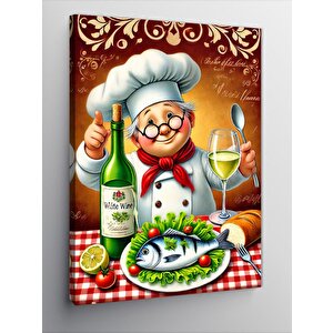 Kanvas Tablo Balık Şefi Ve Yemek 50x70 cm