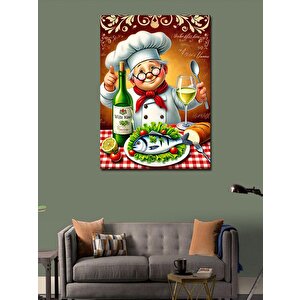 Kanvas Tablo Balık Şefi Ve Yemek 50x70 cm