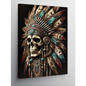 Kanvas Tablo Kızılderili Şefi Ve Kafatası 100x140 cm