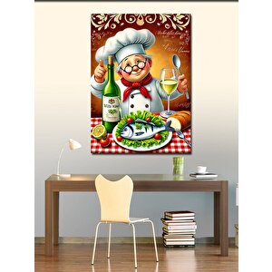 Kanvas Tablo Balık Şefi Ve Yemek 70x100 cm