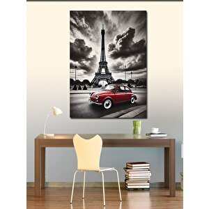 Kanvas Tablo Eyfel Kulesi Ve Klasik Araba 70x100 cm