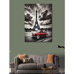 Kanvas Tablo Eyfel Kulesi Ve Klasik Araba 70x100 cm