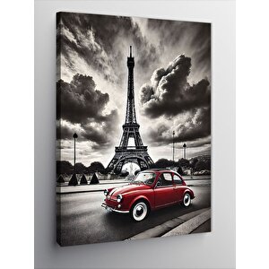 Kanvas Tablo Eyfel Kulesi Ve Klasik Araba 50x70 cm