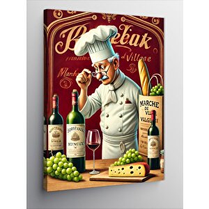 Kanvas Tablo Şarap Ve Peynir Şefi 70x100 cm