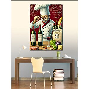 Kanvas Tablo Şarap Ve Şef Afişi 50x70 cm