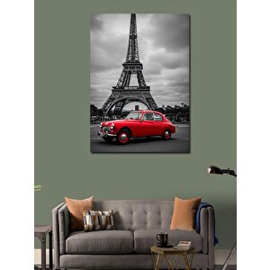 Kanvas Tablo Eyfel Kulesi Ve Kırmızı Araba 50x70 cm