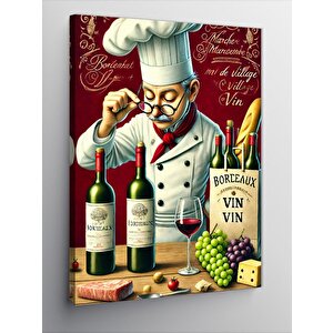 Kanvas Tablo Şarap Ve Şef Afişi 70x100 cm