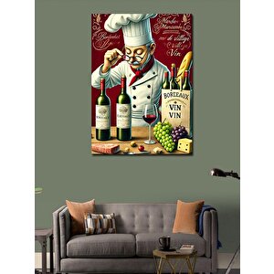 Kanvas Tablo Şarap Ve Şef Afişi 70x100 cm