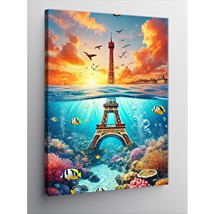 Kanvas Tablo Eyfel Kulesi Ve Deniz 70x100 cm