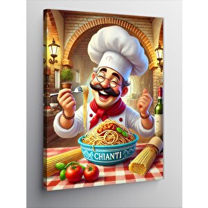Kanvas Tablo Şef Ve İtalyan Pizza Afişi 100x140 cm