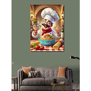 Kanvas Tablo Şef Ve İtalyan Pizza Afişi 100x140 cm