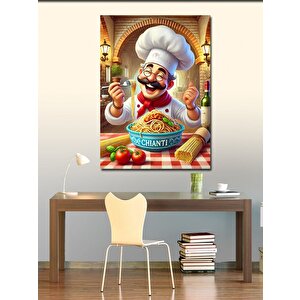Kanvas Tablo Şef Ve İtalyan Pizza Afişi 70x100 cm