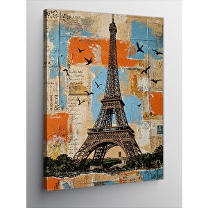 Kanvas Tablo Eyfel Kulesi Kolaj Sanatı 50x70 cm
