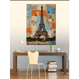 Kanvas Tablo Eyfel Kulesi Kolaj Sanatı 50x70 cm