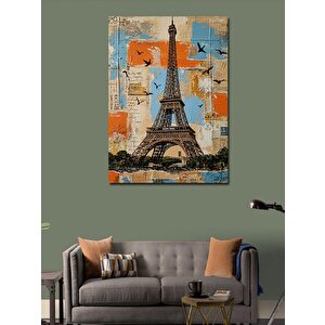 Kanvas Tablo Eyfel Kulesi Kolaj Sanatı 50x70 cm