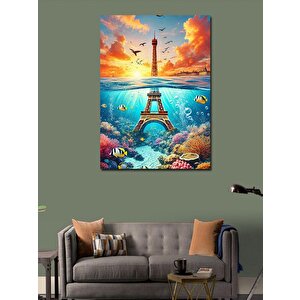 Kanvas Tablo Eyfel Kulesi Ve Deniz 100x140 cm