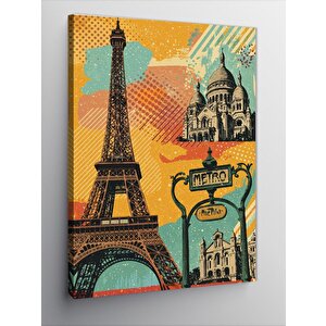 Kanvas Tablo Eyfel Kulesi Ve Paris Kartpostalı 50x70 cm