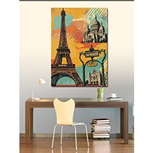 Kanvas Tablo Eyfel Kulesi Ve Paris Kartpostalı 50x70 cm