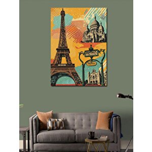 Kanvas Tablo Eyfel Kulesi Ve Paris Kartpostalı 50x70 cm