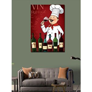 Kanvas Tablo Şarap Ve Şef Karikatürü 100x140 cm