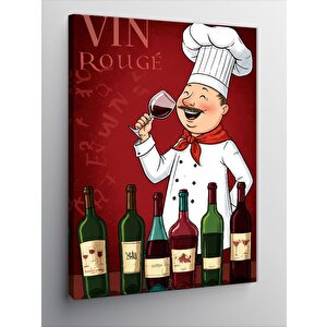 Kanvas Tablo Şarap Ve Şef Karikatürü 50x70 cm