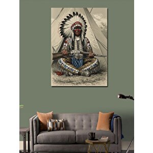 Kanvas Tablo Kızılderili Çadırında Şef 100x140 cm
