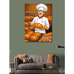 Kanvas Tablo Fırıncı Şef Ve Ekmekler 100x140 cm