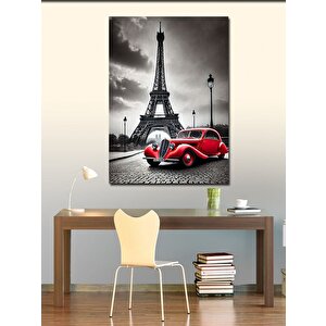 Kanvas Tablo Eyfel Kulesi Ve Kırmızı Araba 50x70 cm