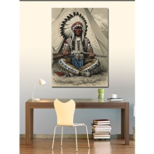 Kanvas Tablo Kızılderili Çadırında Şef 70x100 cm