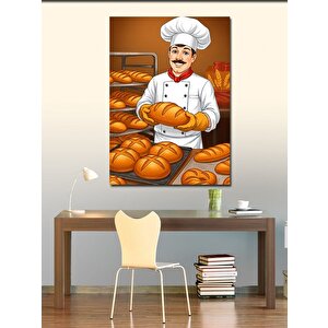 Kanvas Tablo Fırıncı Şef Ve Ekmekler 50x70 cm