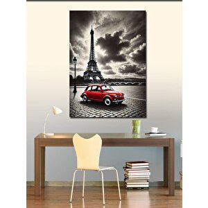 Kanvas Tablo Eyfel Kulesi Ve Kırmızı Araba 100x140 cm