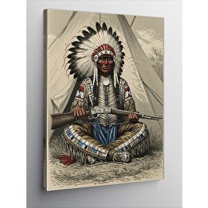 Kanvas Tablo Kızılderili Çadırında Şef 50x70 cm